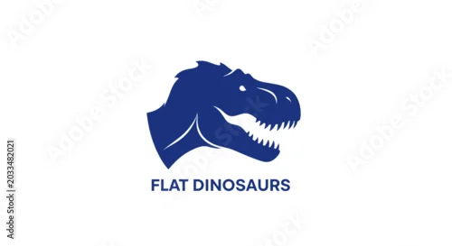 Fototapeta na wymiar Blue Dinosaur Head Silhouette with Text 