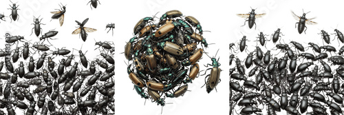 Fotografía Swarm of blister beetles, Lytta vesicatoria, Meloidae family, spanish fly cantha