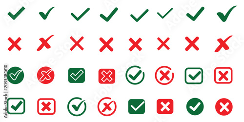 Schilderij op canvas Check mark icon set