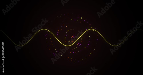 Neon Wave Pulse with Glowing Particle Flow in Dark Cyber Space Motion