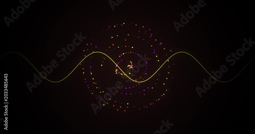 Neon Wave Pulse with Glowing Particle Flow in Dark Cyber Space Motion Graphics