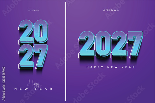 Konstfotografi 2027 new year celebration with different number layout with clear and smooth number shadow