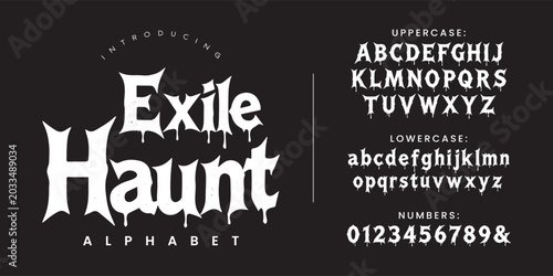 Φωτογραφία Exile Haunt Horror Dripping Alphabet Font Gothic Halloween Typography Design Col