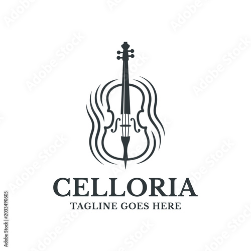 Foto Elegant minimalist cello and violin logo design with clean line art