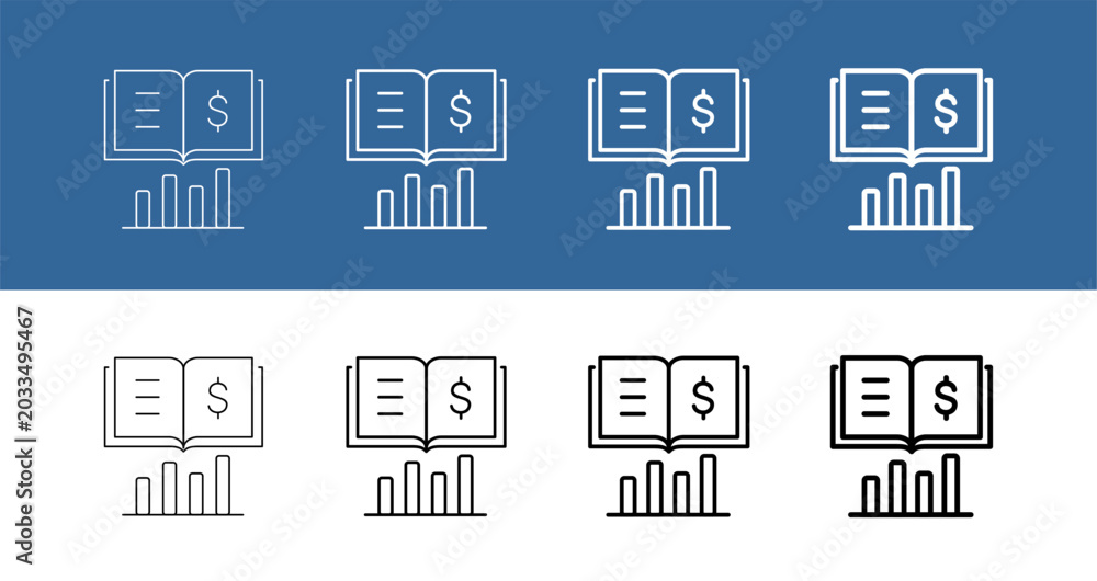 Fototapeta premium Financial Literacy and and Business Knowledge line icon vector illustration editable
