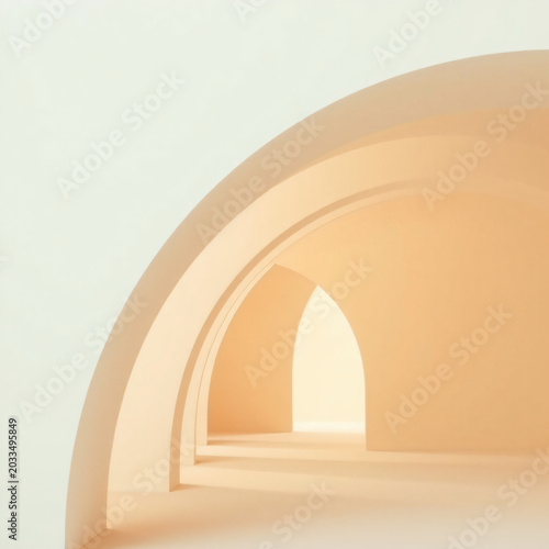 soft abstract geometry overlapping translucent arches monochromatic warm beige ethereal architectural minimalism
