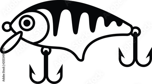 Schilderij op canvas Vector illustration of a fishing lure with treble hooks