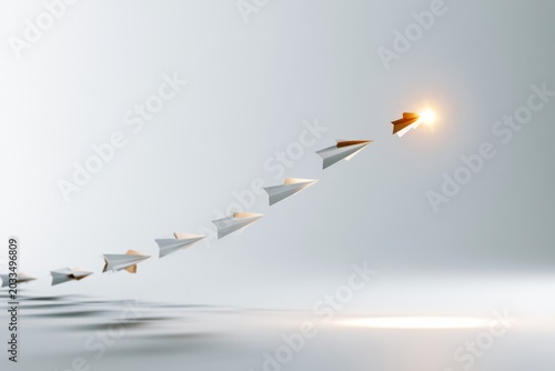 Arrow formation converging toward one direction as team alignment concept