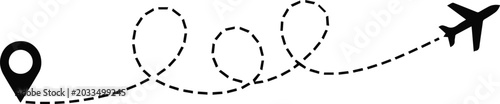 Konstfotografi Flight tracking path from origin marker to airplane