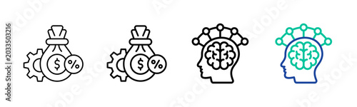 Fotografie Brain Connection Icon Collection Different Style Outline