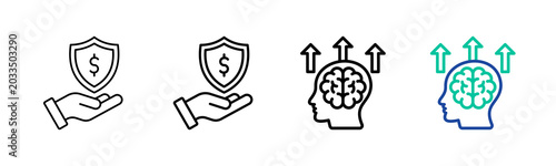 фотографія Brain Growth Icon Collection Different Style Outline