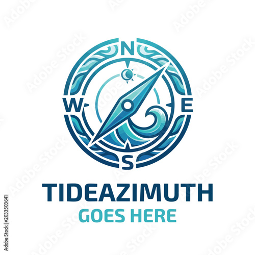 Tableau sur toile Ocean Wave Tide Azimuth Compass Logo.