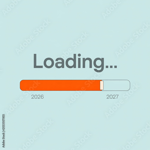 Loading bar with 2026 to 2027 progress concept