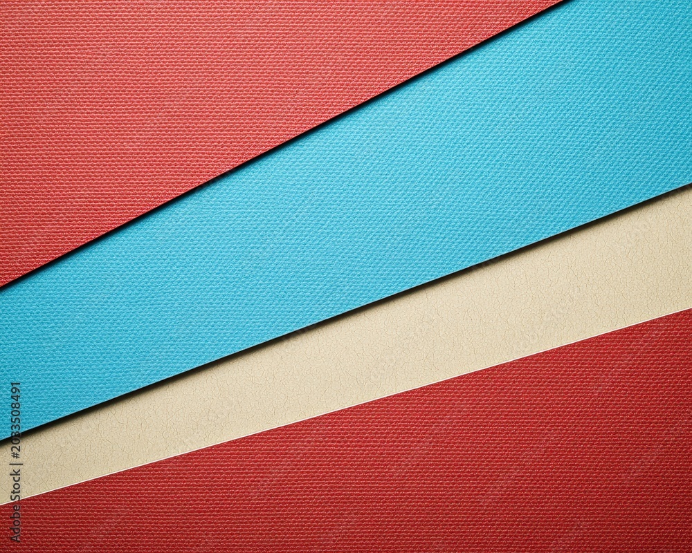 Fototapeta premium Abstract Background with Red Blue and Beige Textured Paper Layers