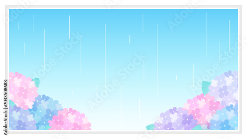 Foto 梅雨 紫陽花 あじさい 雨 景色 配信 サムネイル バナー デザイン 背景 イラスト