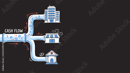 Cash Flow Pipeline Financial Business Concept Illustration