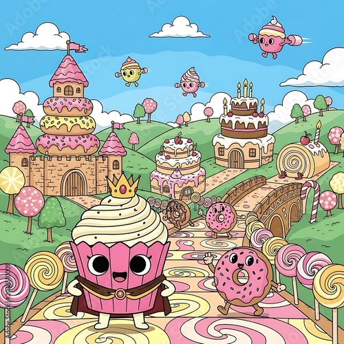 Whimsical fairy tale village with colorful fantasy architecture.