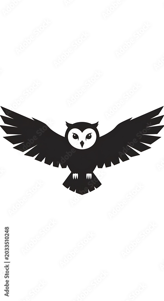 Fototapeta premium Black and white eagle in flight silhouette.