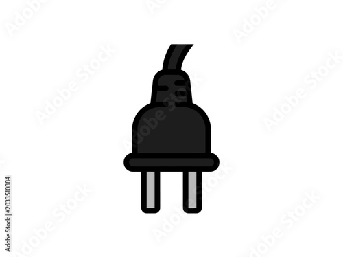Black electrical plug with prongs.