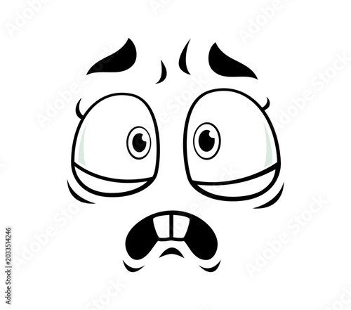 Картината върху платно Funny cartoon face showing scared and worried emotion