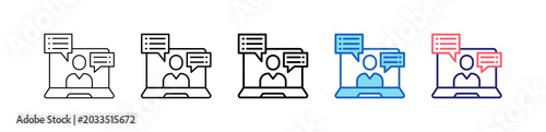 Online Chat Icon In 5 Different Styles Set Collection.   
