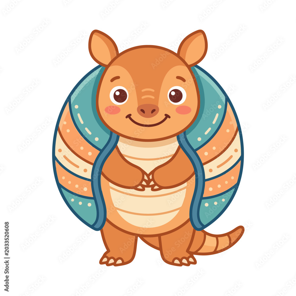 Naklejka premium A cartoon armadillo with colorful shell.