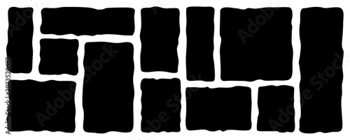 Schilderij op canvas Doodle frames with uneven shapes, wavy irregular rectangles text boxes, squares with wavy rough edges, curved picture painting frameworks, organic forms, curvy uneven callouts, square frames