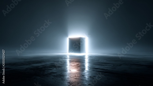 Single glowing voxel floating in deep darkness with minimalistic composition, soft atmospheric glow, subtle light scattering, high contrast geometry, sharp edges, futuristic cinematic mood