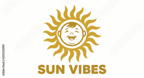 Sun graphic with golden halftone dot pattern border