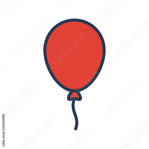 Red balloon with black outline tied.