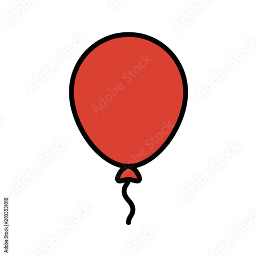 Red Rubber Inflated Party Balloon.