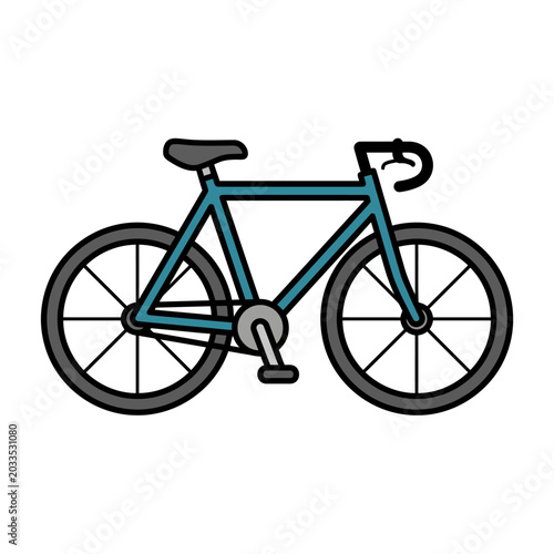 Teal colored bicycle with black seat.