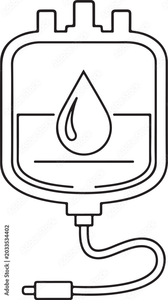 Fototapeta premium Medical Blood Donation Bag Thin Line Icon
