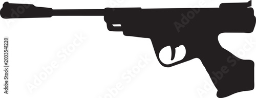 Fotografía Silhouette of a handgun with a long barrel and trigger guard, suitable for use i