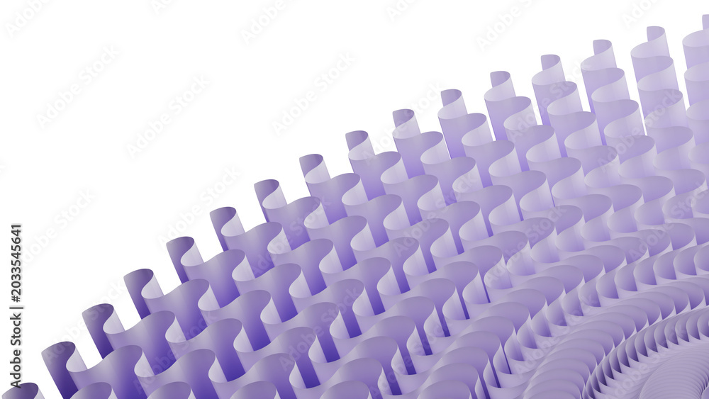 Fototapeta premium Abstract 3D purple wave geometric pattern background. Minimalist lavender parametric structure on white background, perfect for creative branding, modern web banners, and corporate presentation