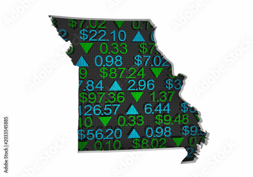 Missouri MO State Map Stock Market 401K Investment Pension Financial Outlook 3d Illustration