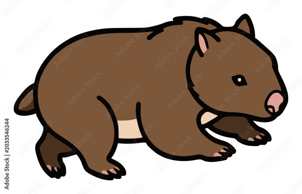 Fototapeta premium Wombat running dynamically isometric vector design. Generative AI