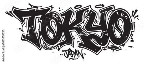 Photography Tokyo Graffiti style text lettering