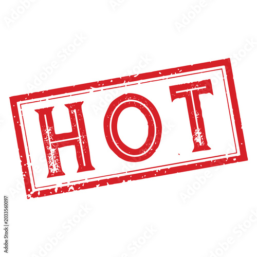 Bold red hot stamp isolated on clean background