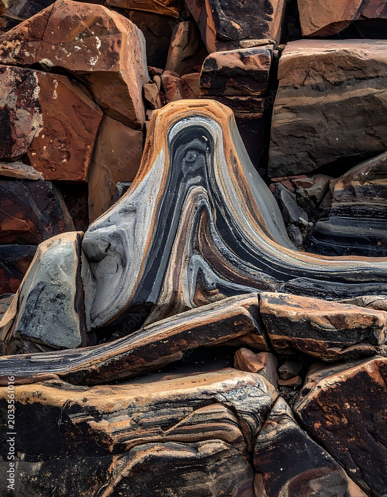 Fototapeta premium A close-up of layered, multicolored rock formations
