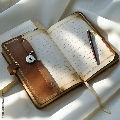 A vintage notebook with pen