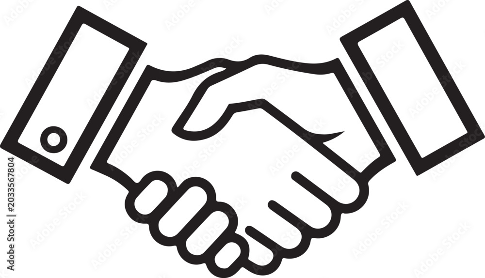 Obraz premium Handshake line art vector image