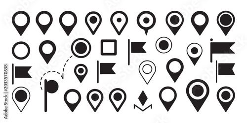 Tableau sur toile Set of location icon in flat style