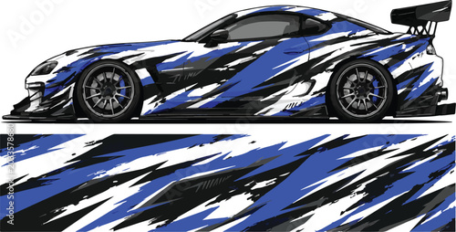 Blue sports car racing vehicle fast.