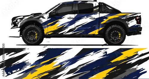 Car with abstract racing stripes design 1.