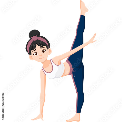 Woman Doing a Vertical Split Stretch