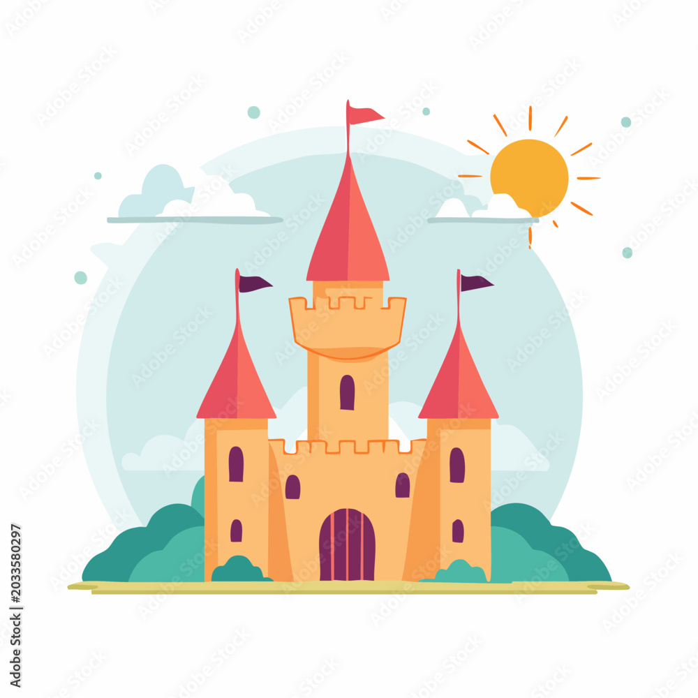 Fototapeta premium Cartoon Castle Illustration