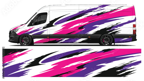 Van with colorful abstract vehicle design 1.