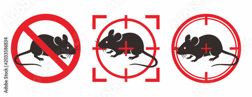 Tableau sur toile No rat sign, Rat extermination illustration, Rat shoot target symbol