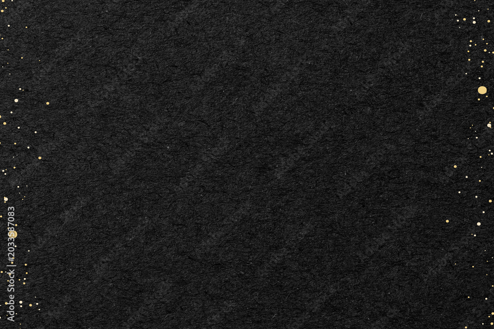 Fototapeta premium Gold glitter border background, black paper design